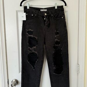 Adika black Jean never worn with tags ripped dad jeans